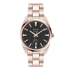 Alexandre Christie AC 1035 Full Rosegold Black Lady Steel LDBRGBA